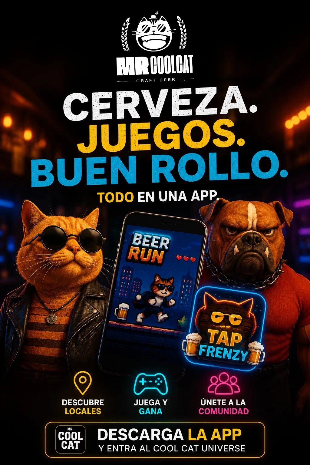 La cerveza ya no se bebe solamente — Beer Run Tap Frenzy Mr. Cool Cat videojuegos craft beer